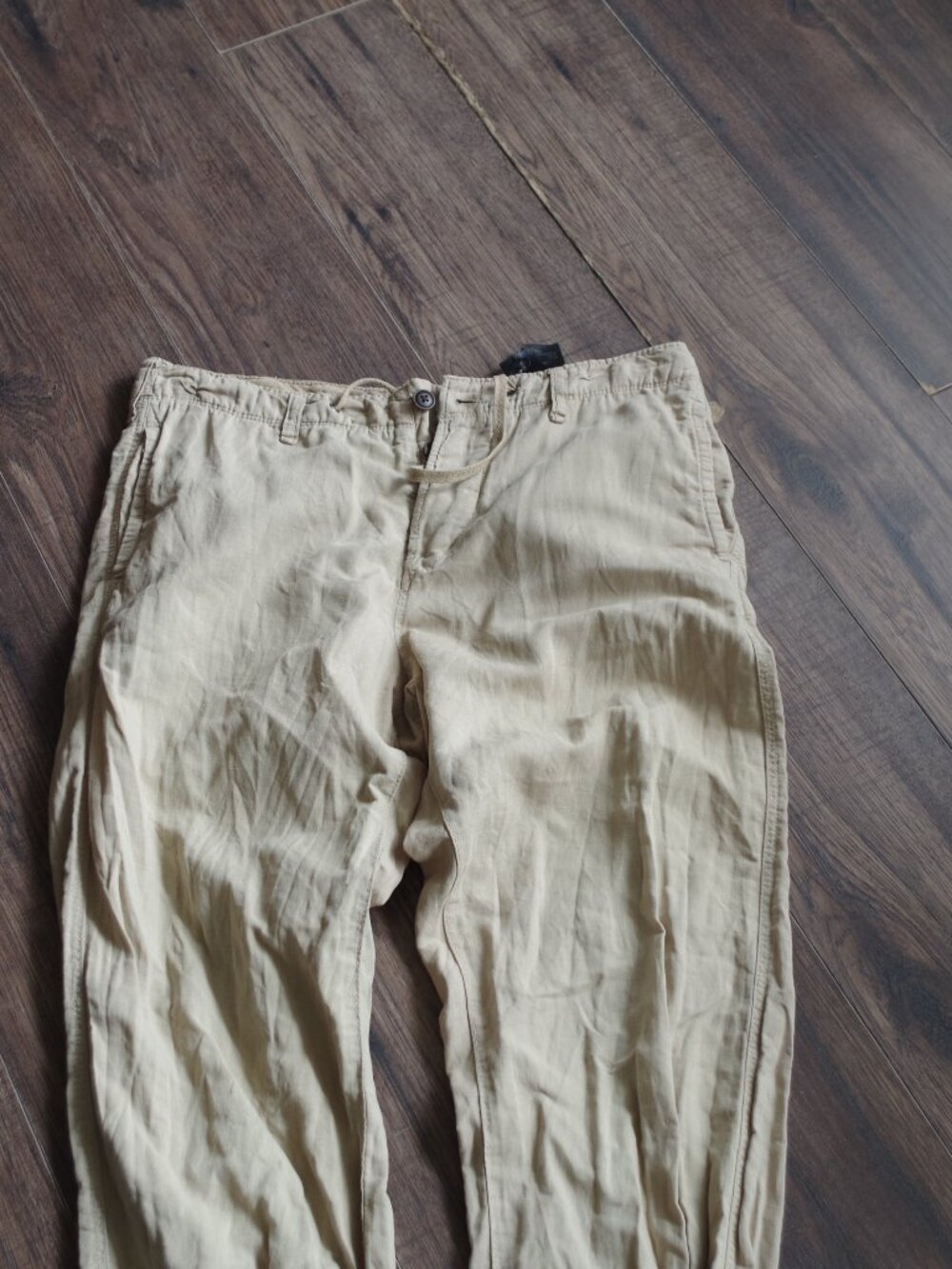 Ladies Linen Blend Khaki Pants By H & M